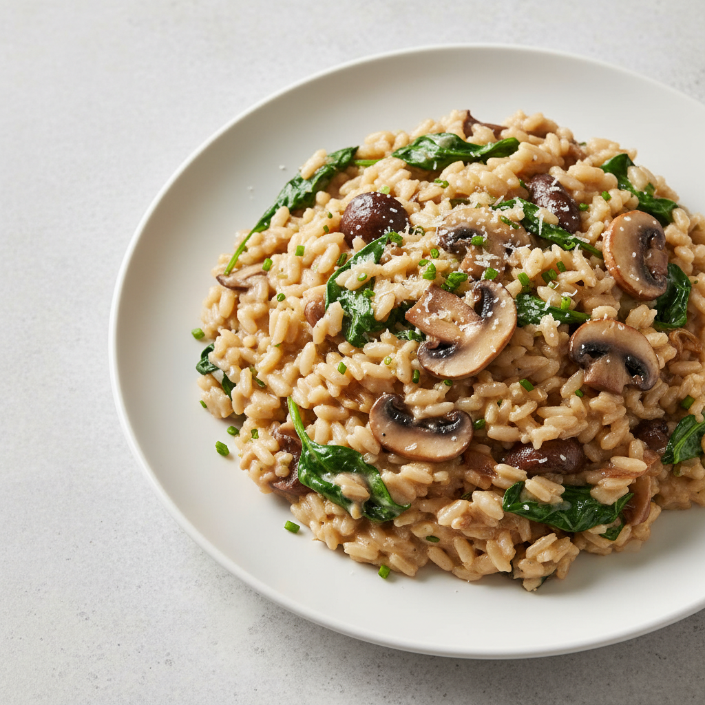 Creamy Mushroom and Spinach Risotto Recipe - 50 min | Toddler-Safe Family Recipe | We Had a Baby, What Now?